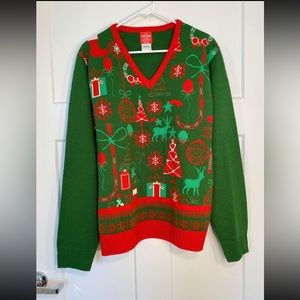 V Neck Christmas Sweater, Men’s size Christmas sweater